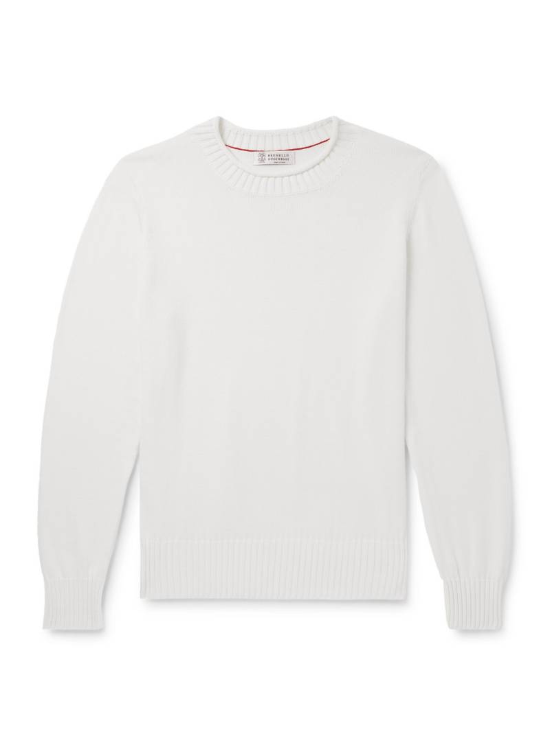 Brunello Cucinelli - Cotton Sweater - Men - White - IT 48 von Brunello Cucinelli