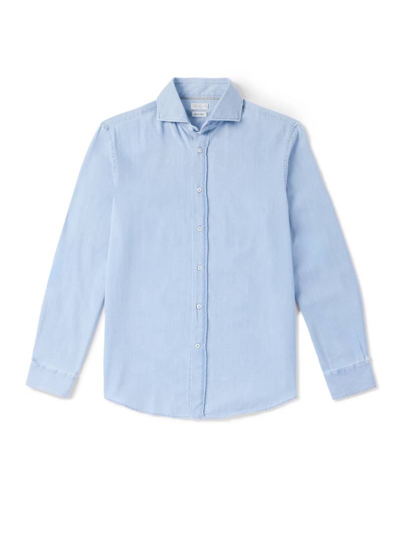 Brunello Cucinelli - Cutaway-Collar Cotton-Chambray Shirt - Men - Blue - XXXL von Brunello Cucinelli