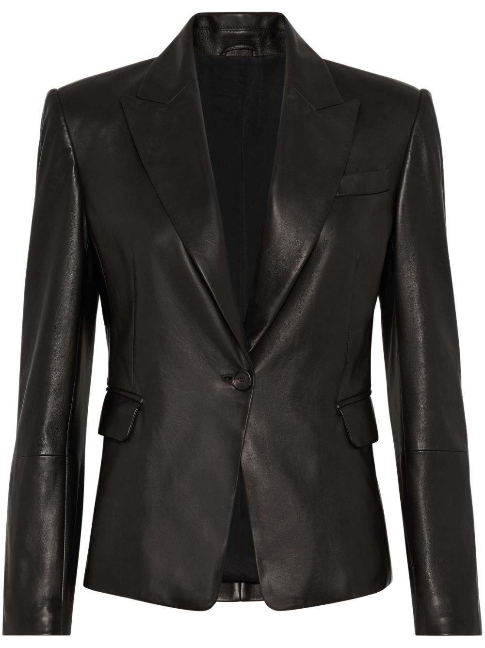 Brunello Cucinelli Einreihiger Blazer aus Leder - Schwarz von Brunello Cucinelli