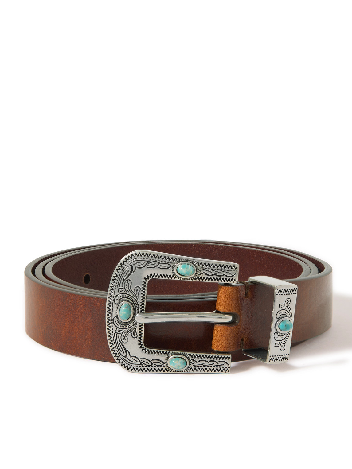 Brunello Cucinelli - Embellished Leather Belt - Men - Brown - EU 100 von Brunello Cucinelli