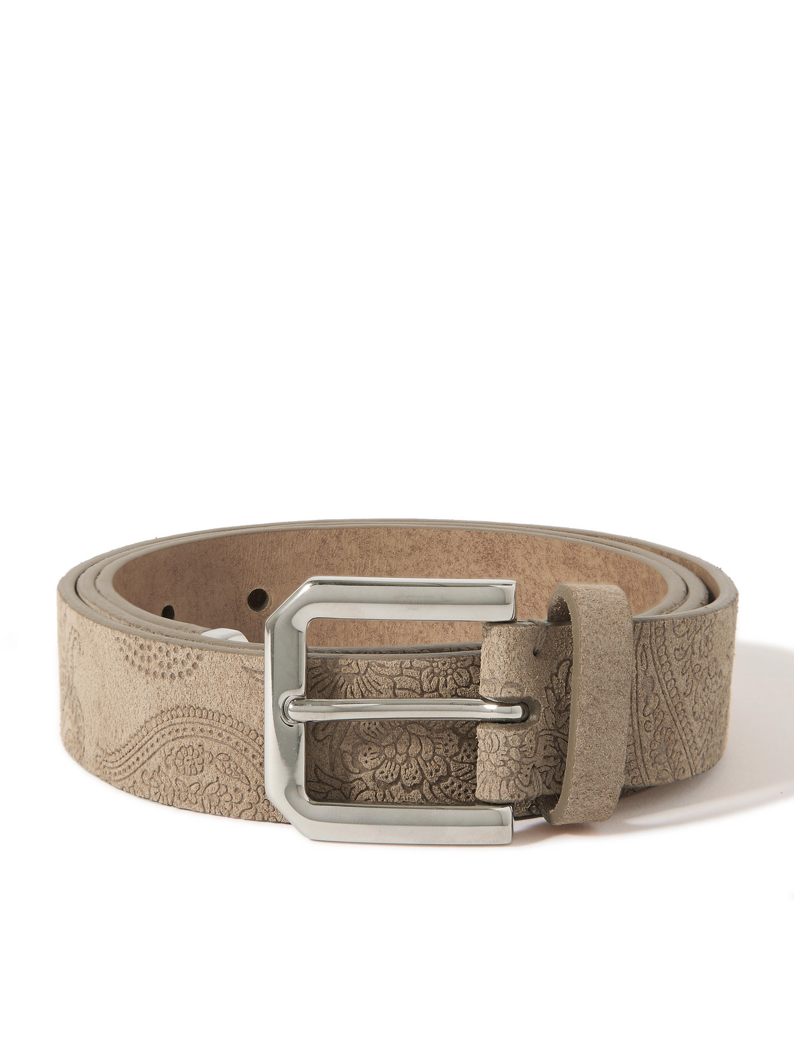 Brunello Cucinelli - Embossed Suede Belt - Men - Neutrals - EU 85 von Brunello Cucinelli