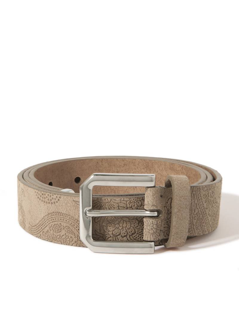 Brunello Cucinelli - Embossed Suede Belt - Men - Neutrals - EU 85 von Brunello Cucinelli