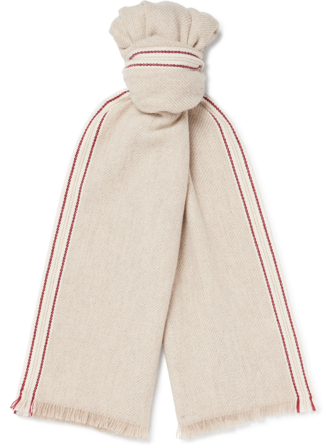 Brunello Cucinelli - Frayed Striped Cashmere Scarf - Men - Neutrals Brunello Cucinelli - Frayed Striped Cashmere Scarf - Men - Neutrals von Brunello Cucinelli