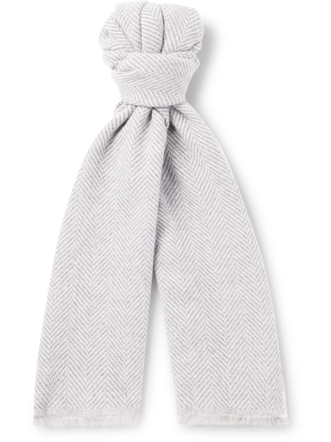 Brunello Cucinelli - Fringed Herringbone Cashmere Scarf - Men - Neutrals Brunello Cucinelli - Fringed Herringbone Cashmere Scarf - Men - Neutrals von Brunello Cucinelli