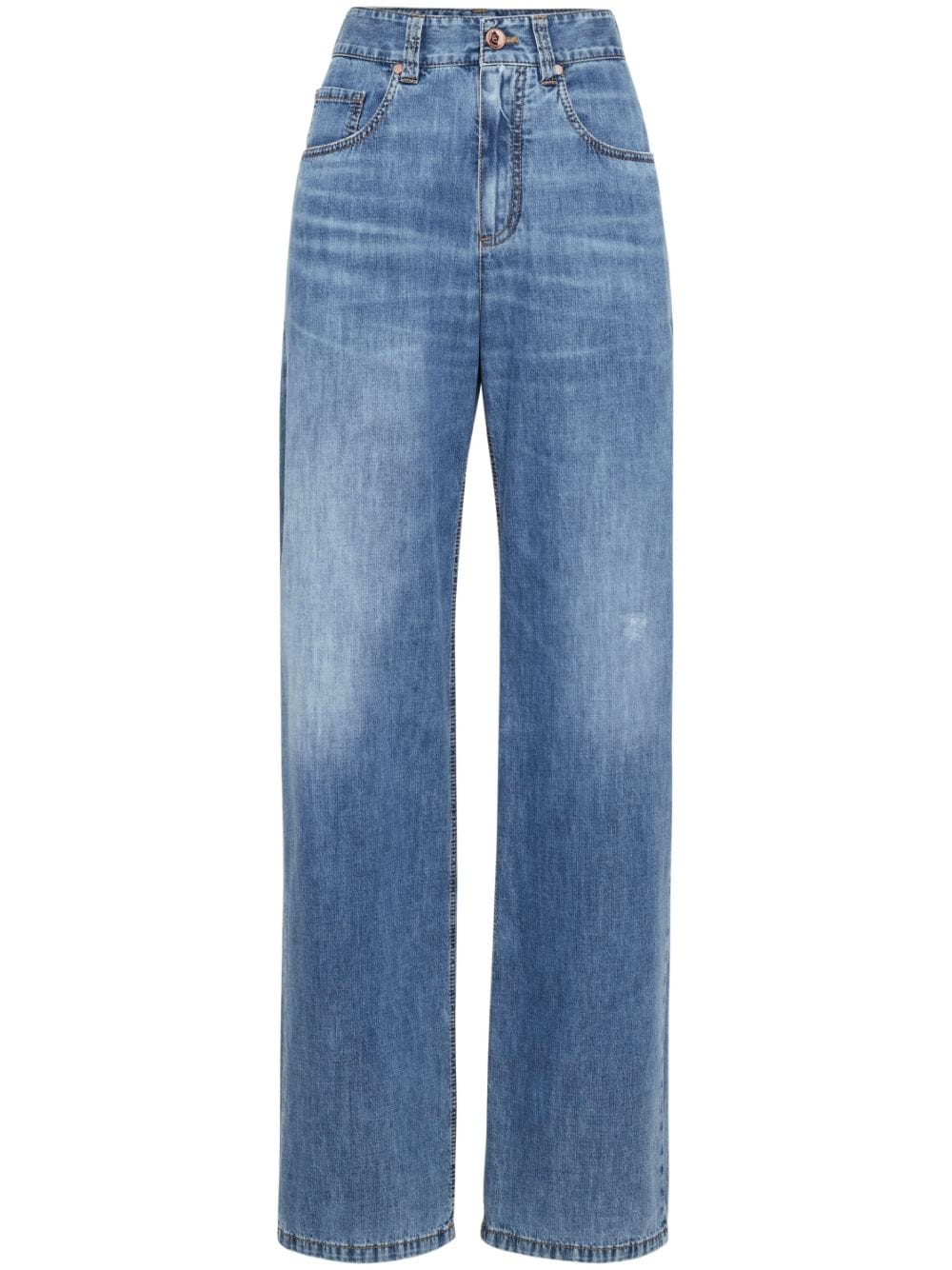 Brunello Cucinelli Gerade High-Waist-Jeans - Blau von Brunello Cucinelli