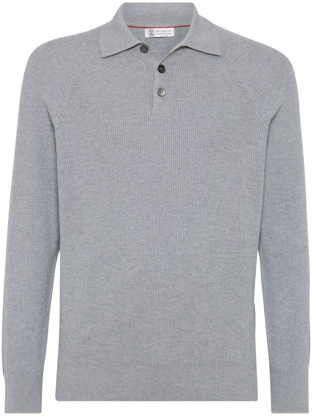 Brunello Cucinelli Geripptes Poloshirt mit langen Ärmeln - Grau von Brunello Cucinelli