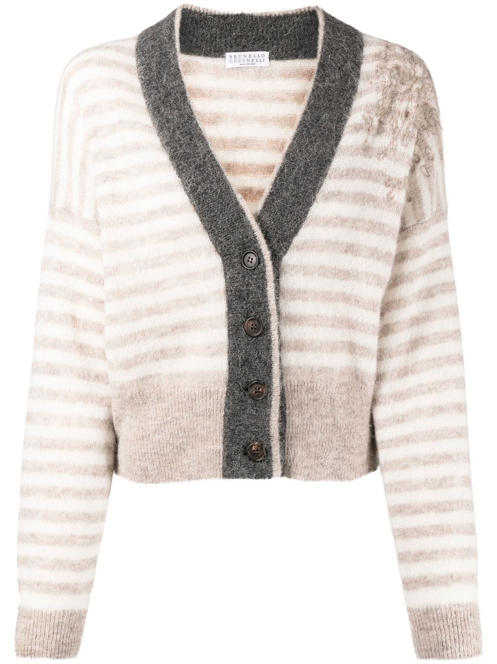 Brunello Cucinelli Gestreifter Cardigan - Braun von Brunello Cucinelli