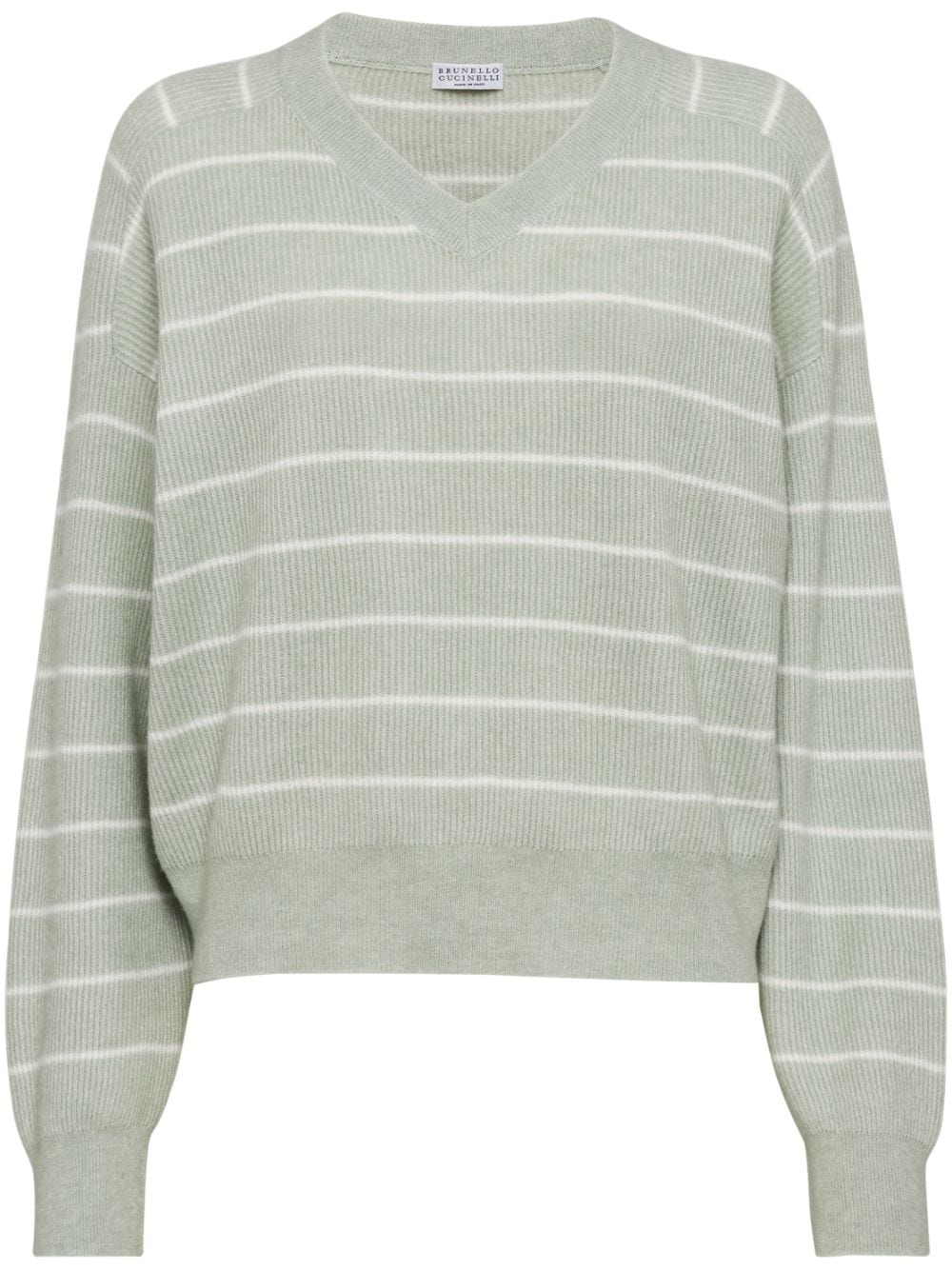 Brunello Cucinelli Gestreifter Pullover - Grün von Brunello Cucinelli