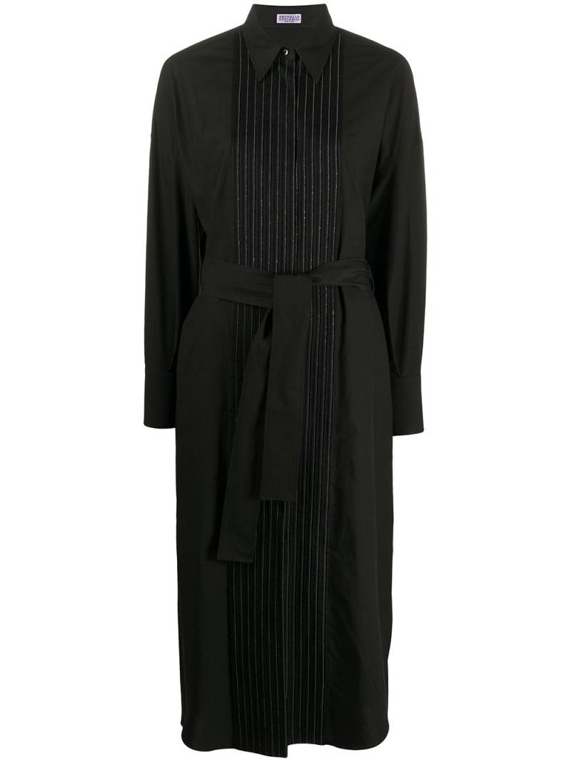 Brunello Cucinelli Hemdkleid mit Biesen - Schwarz von Brunello Cucinelli