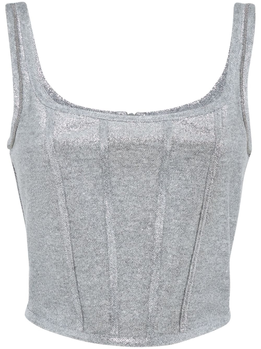 Brunello Cucinelli Kurzes Corsage-Jerseytop - Silber von Brunello Cucinelli