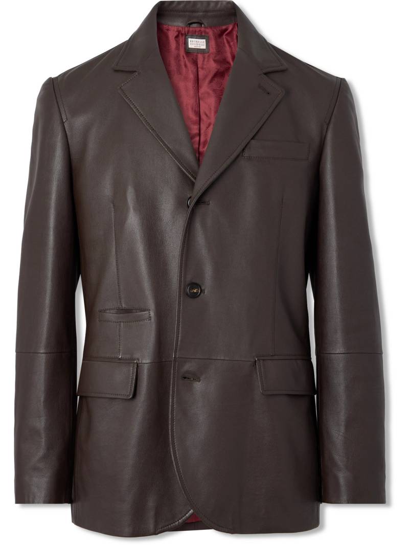Brunello Cucinelli - Leather Blazer - Men - Brown - IT 48 von Brunello Cucinelli