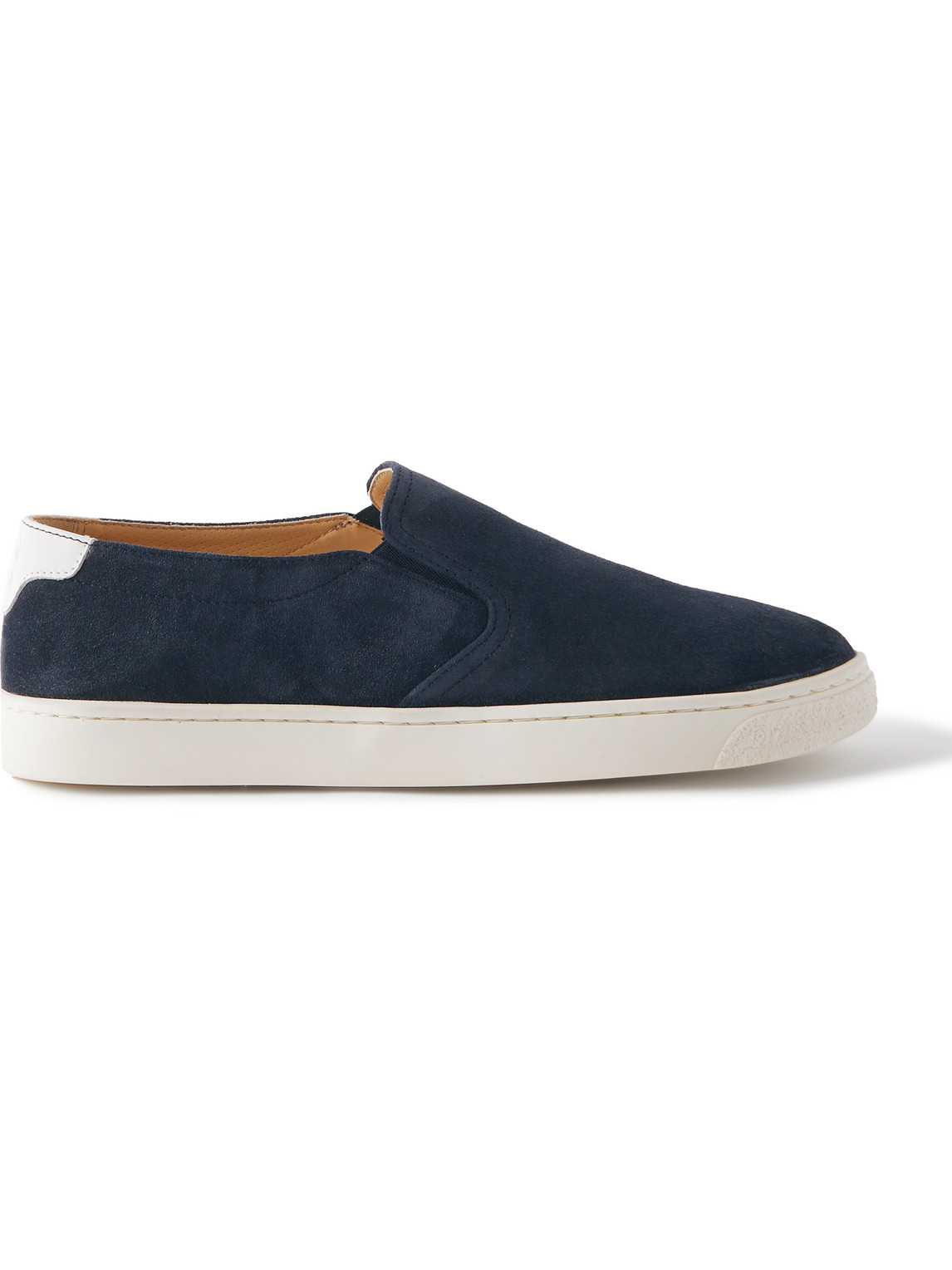 Brunello Cucinelli - Leather-Trimmed Suede Slip-On Sneakers - Men - Blue - EU 40 von Brunello Cucinelli