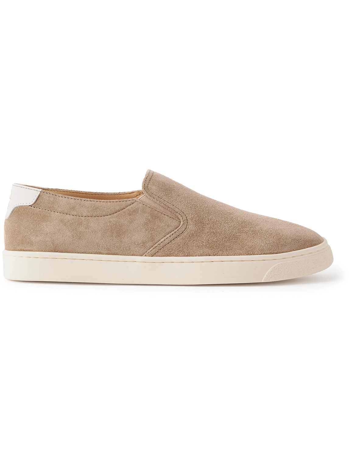 Brunello Cucinelli - Leather-Trimmed Suede Slip-On Sneakers - Men - Neutrals - EU 42 von Brunello Cucinelli