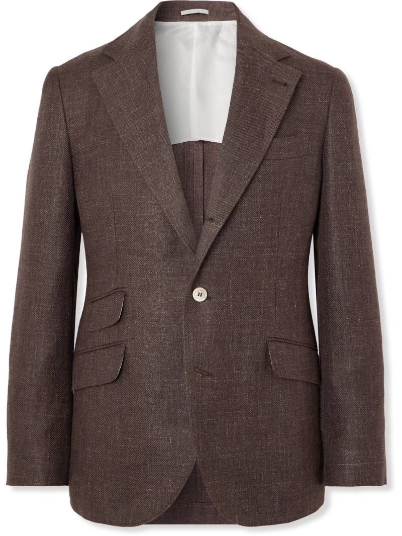Brunello Cucinelli - Linen, Wool and Silk-Blend Blazer - Men - Brown - IT 54 von Brunello Cucinelli