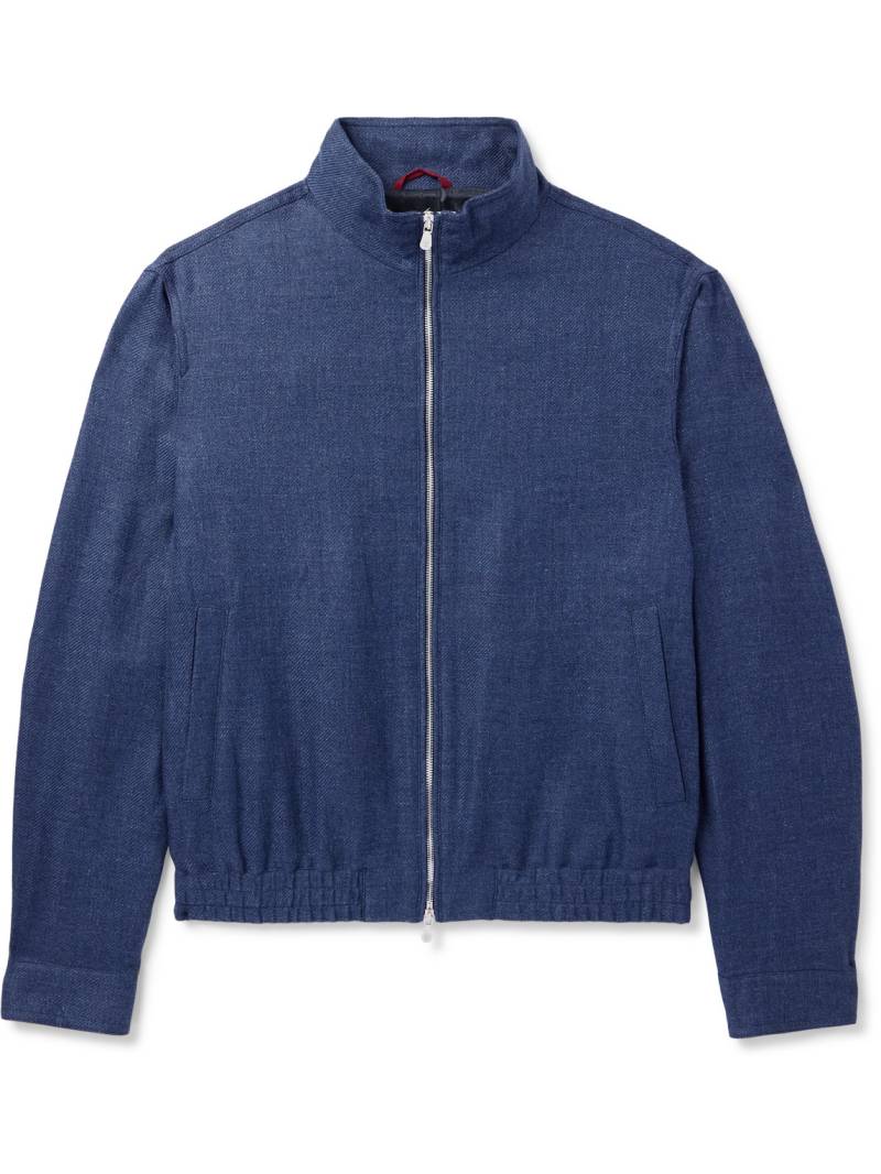 Brunello Cucinelli - Linen, Wool and Silk-Blend Bomber Jacket - Men - Blue - IT 48 von Brunello Cucinelli