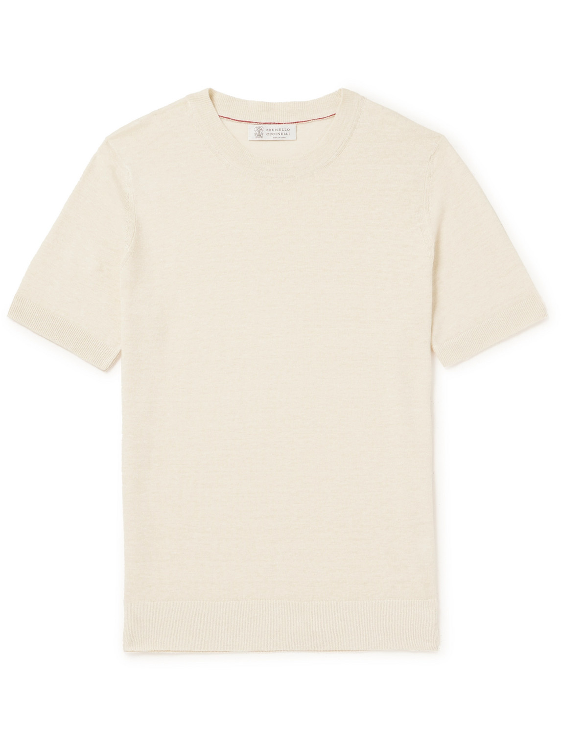 Brunello Cucinelli - Linen and Cotton-Blend Jersey T-Shirt - Men - Neutrals - IT 54 von Brunello Cucinelli