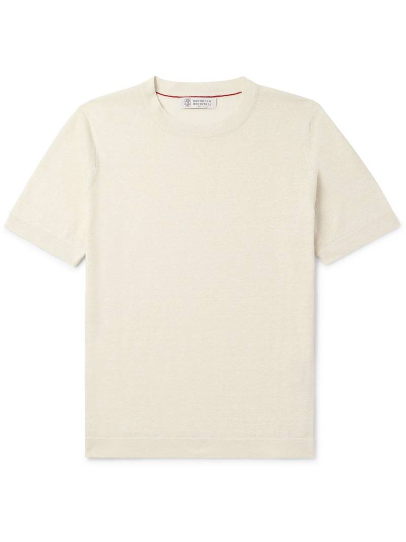 Brunello Cucinelli - Linen and Cotton-Blend T-Shirt - Men - Neutrals - IT 52 von Brunello Cucinelli
