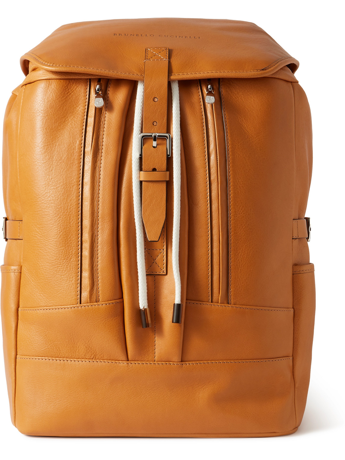 Brunello Cucinelli - Logo-Debossed Full-Grain Leather Backpack - Men - Brown von Brunello Cucinelli