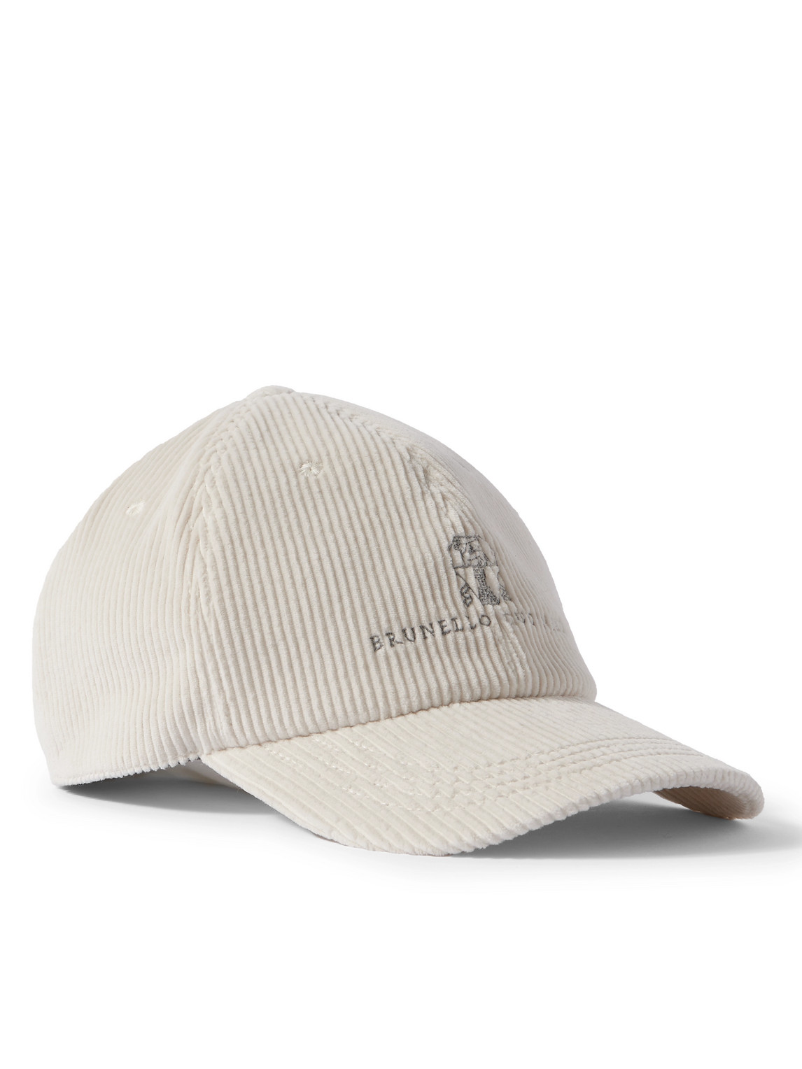 Brunello Cucinelli - Logo-Embroidered Cotton-Blend Corduroy Cap - Men - Neutrals - M von Brunello Cucinelli
