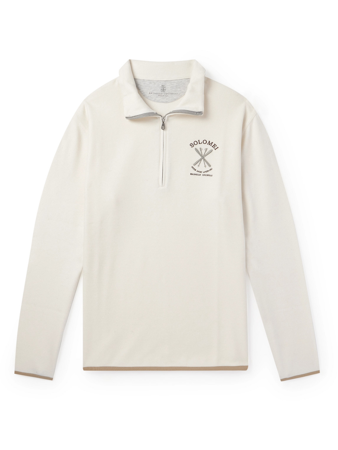 Brunello Cucinelli - Logo-Embroidered Fleece Half-Zip Sweatshirt - Men - Neutrals - XL Brunello Cucinelli - Logo-Embroidered Fleece Half-Zip Sweatshirt - Men - Neutrals - XL von Brunello Cucinelli