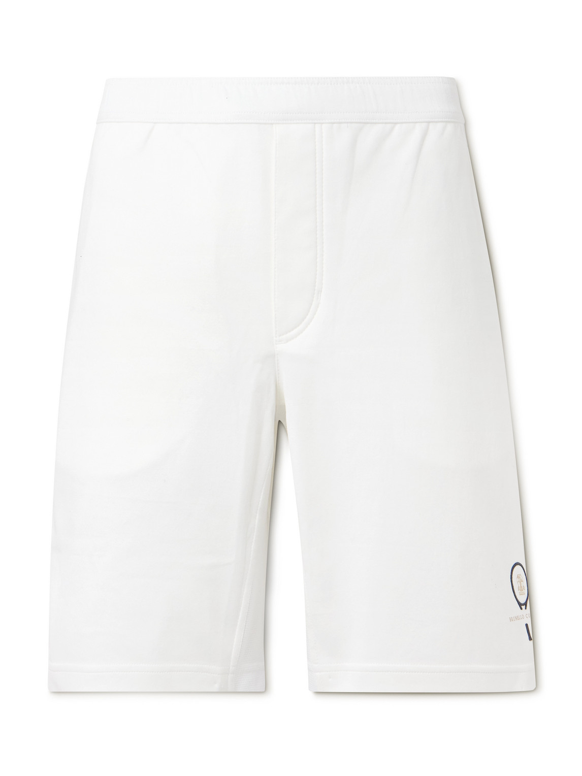 Brunello Cucinelli - Logo-Embroidered Mesh-Trimmed Cotton-Jersey Shorts - Men - White - XL von Brunello Cucinelli