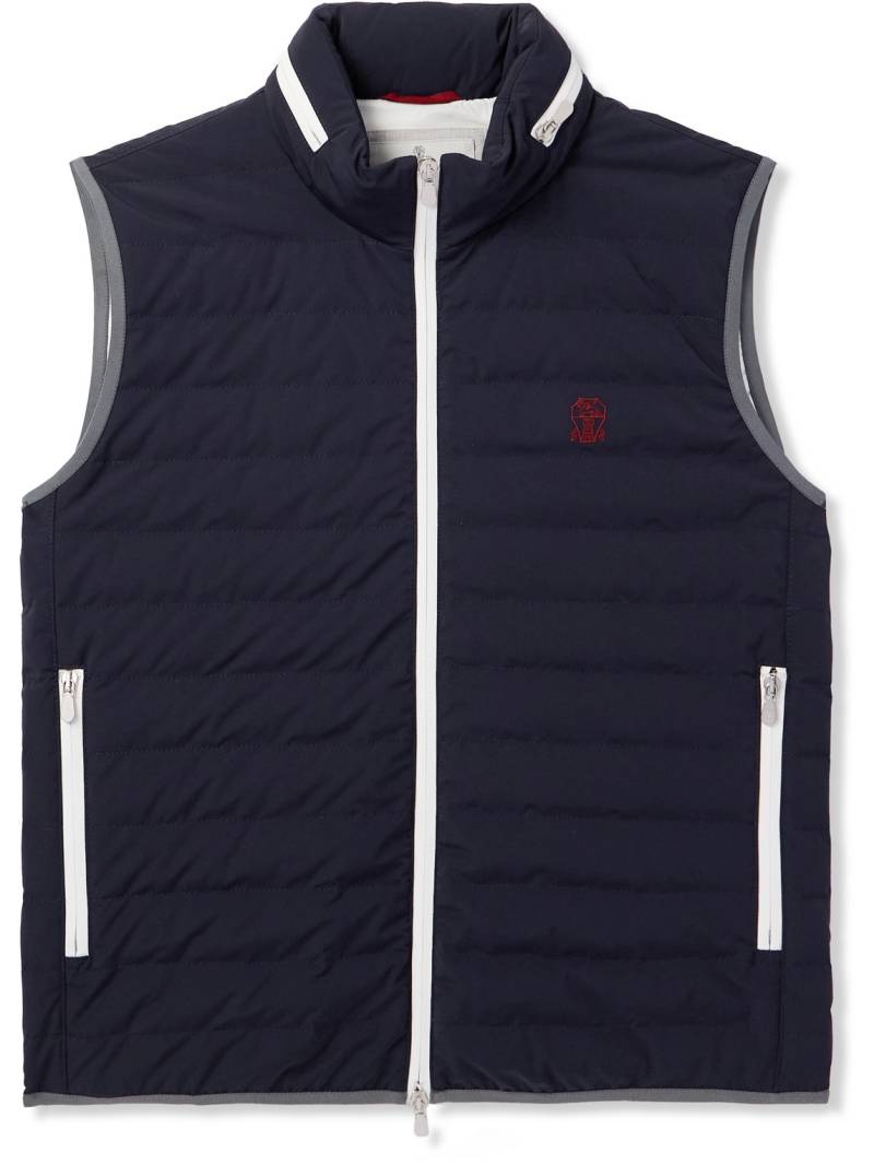 Brunello Cucinelli - Logo-Embroidered Quilted Shell Down Gilet - Men - Blue - XXL von Brunello Cucinelli