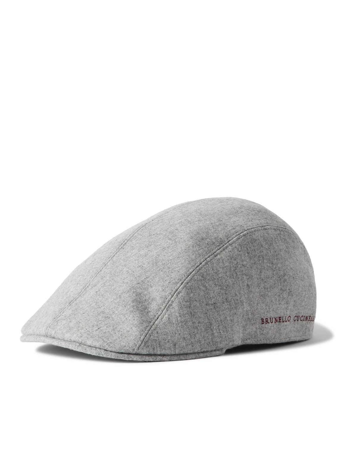 Brunello Cucinelli - Logo-Embroidered Virgin Wool-Flannel Flat Cap - Men - Gray - L von Brunello Cucinelli