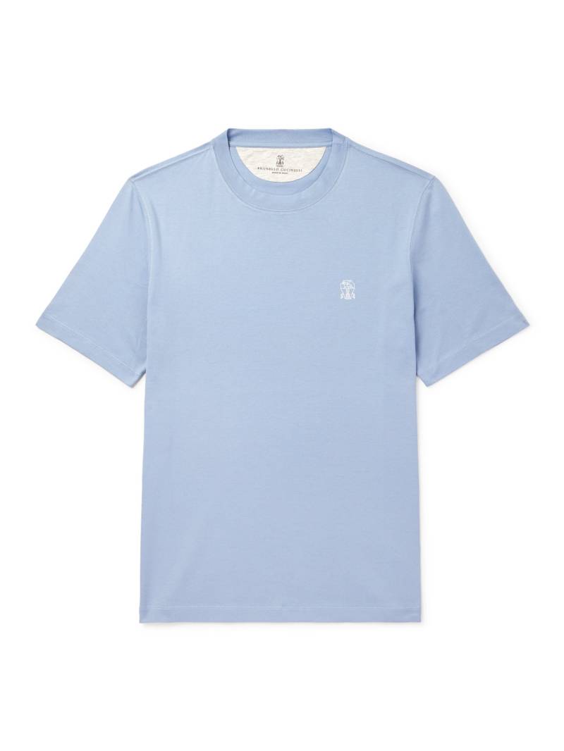 Brunello Cucinelli - Logo-Printed Cotton-Jersey T-Shirt - Men - Blue - XL von Brunello Cucinelli