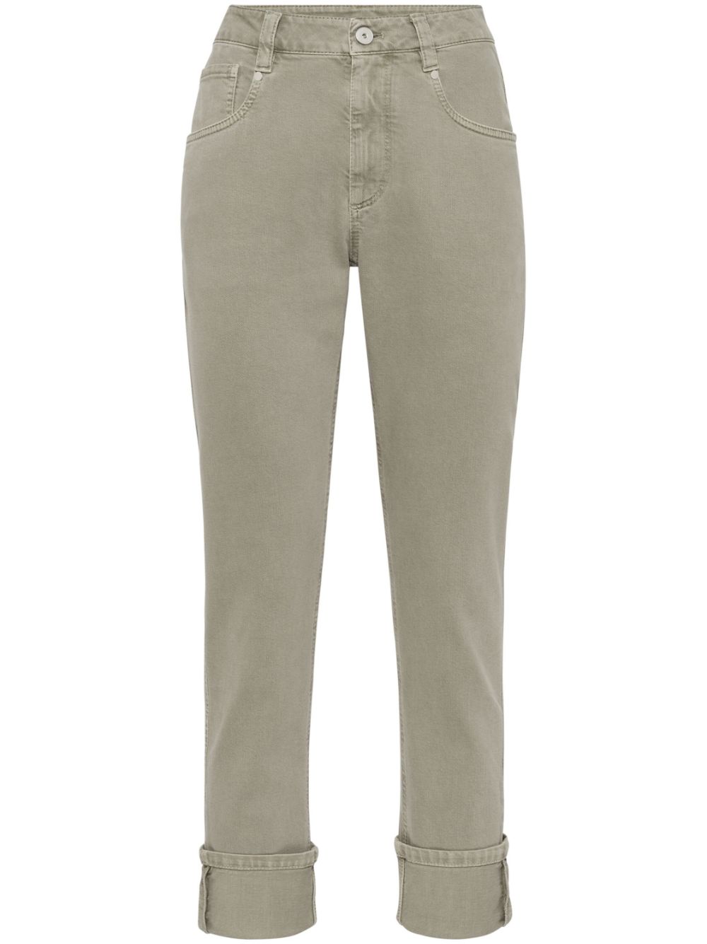 Brunello Cucinelli Halbhohe Straight-Leg-Jeans mit Monili-Kette - Grün von Brunello Cucinelli