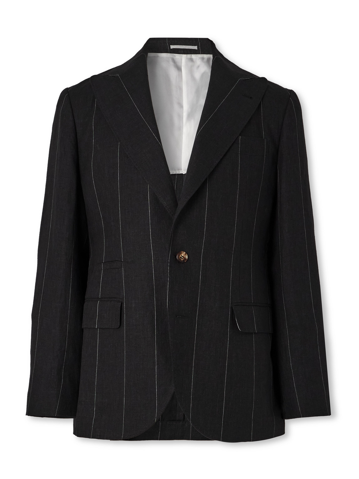 Brunello Cucinelli - Pinstriped Linen Suit Jacket - Men - Black - IT 48 von Brunello Cucinelli