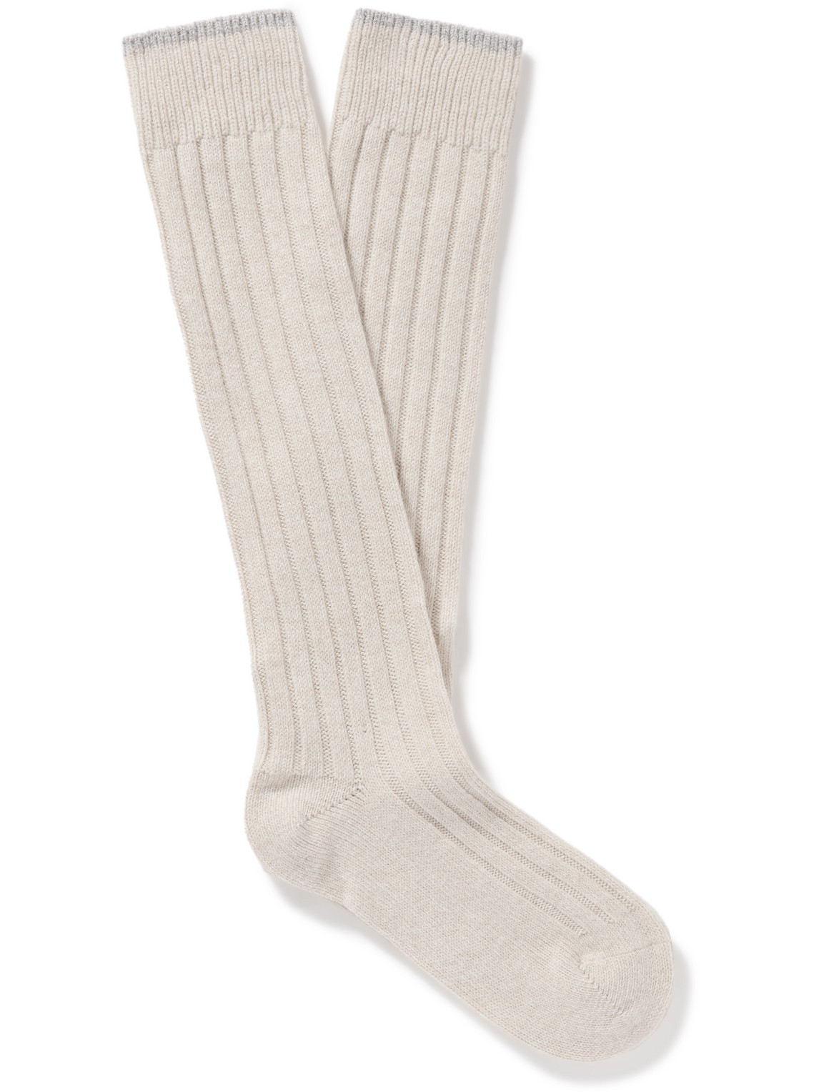 Brunello Cucinelli - Ribbed Cashmere Socks - Men - Gray - L von Brunello Cucinelli