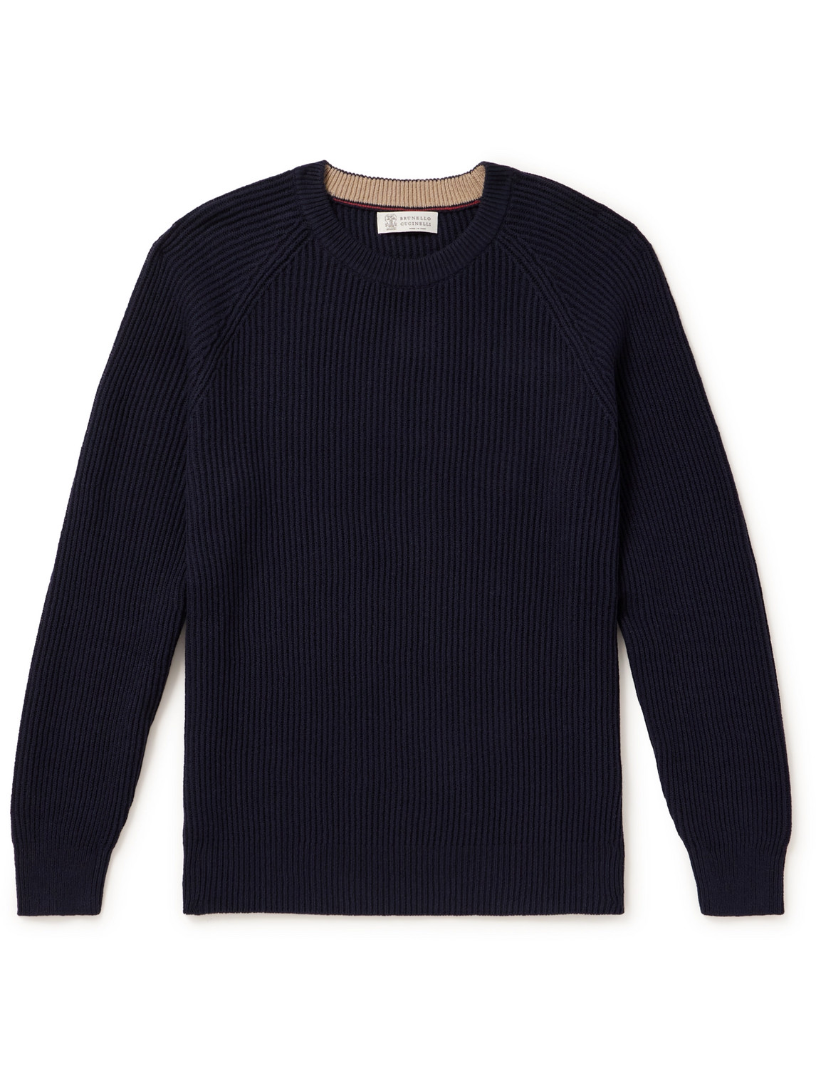 Brunello Cucinelli - Ribbed Cotton Sweater - Men - Blue - IT 50 von Brunello Cucinelli
