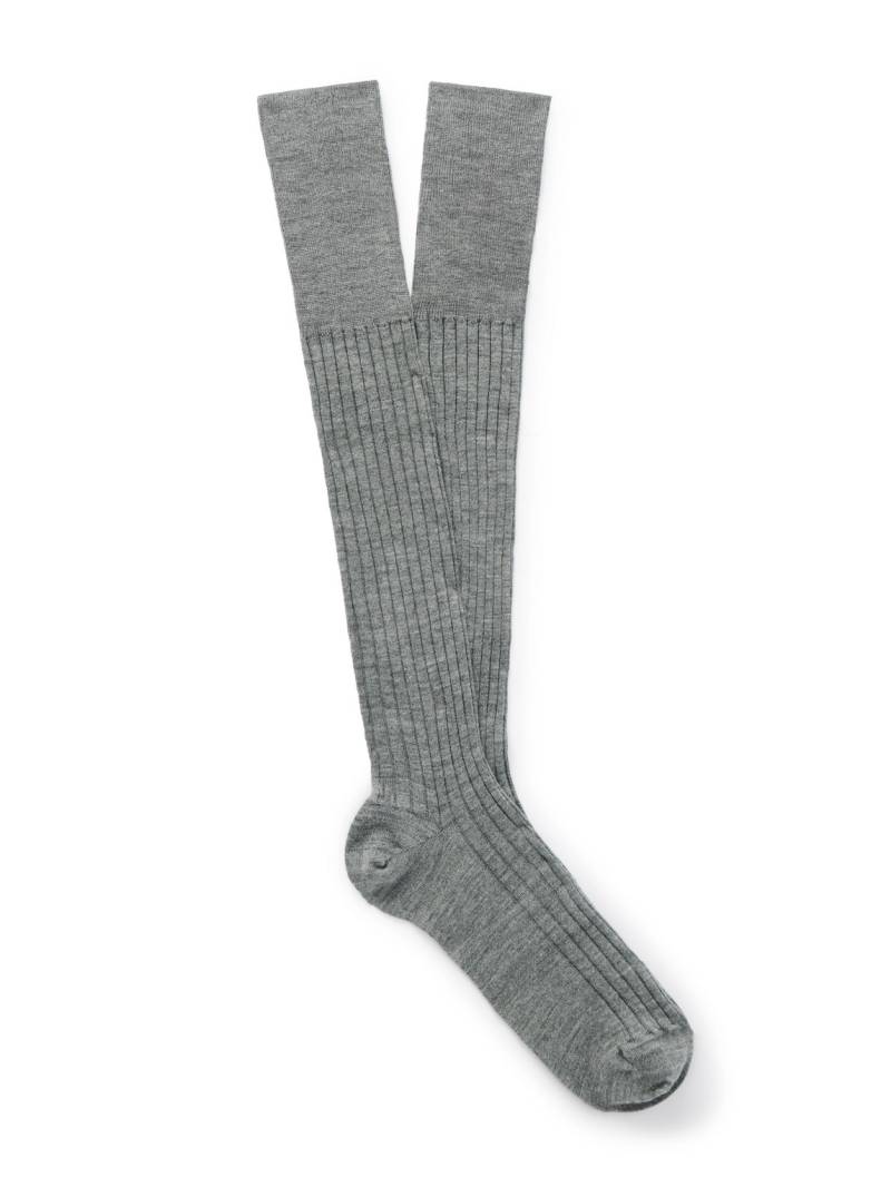 Brunello Cucinelli - Ribbed Wool and Cashmere-Blend Socks - Men - Gray - L von Brunello Cucinelli