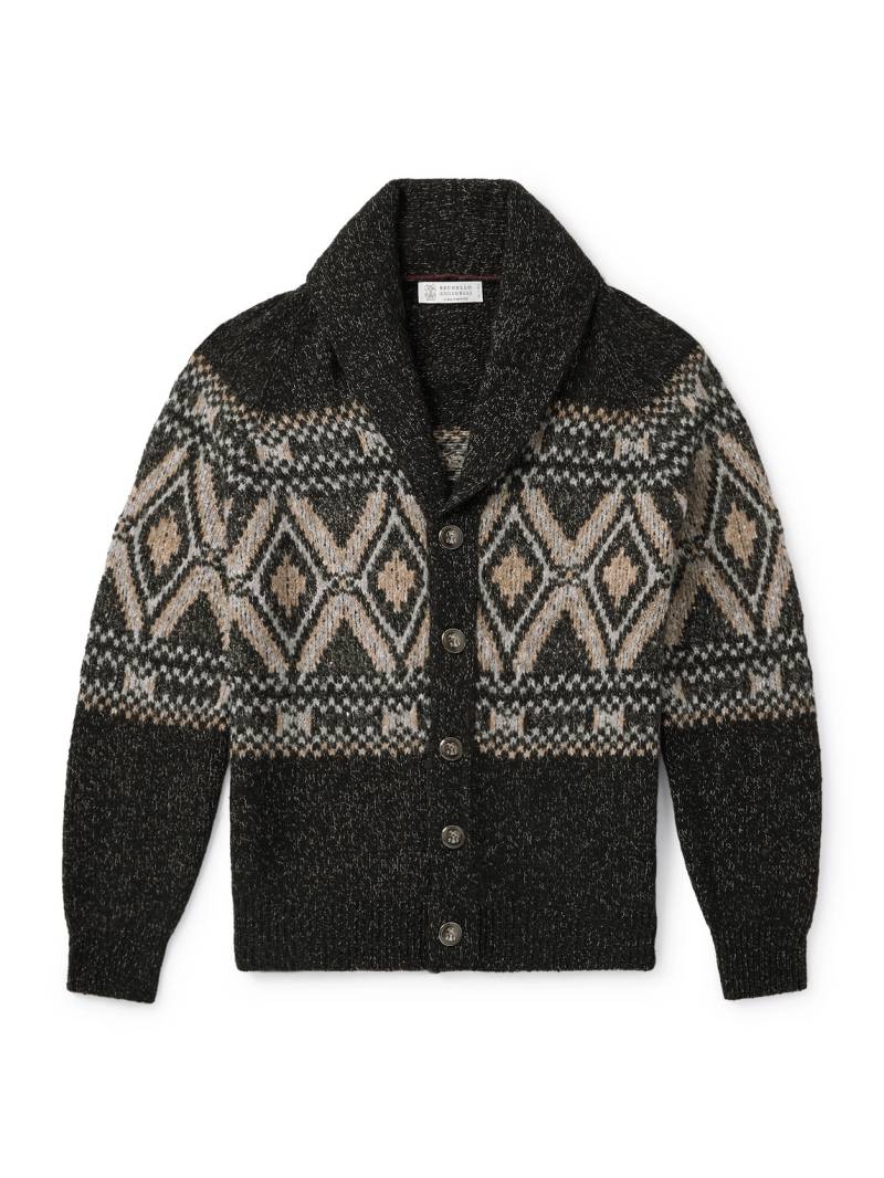 Brunello Cucinelli - Shawl-Collar Wool, Silk and Cashmere-Blend Cardigan - Men - Black - IT 50 von Brunello Cucinelli
