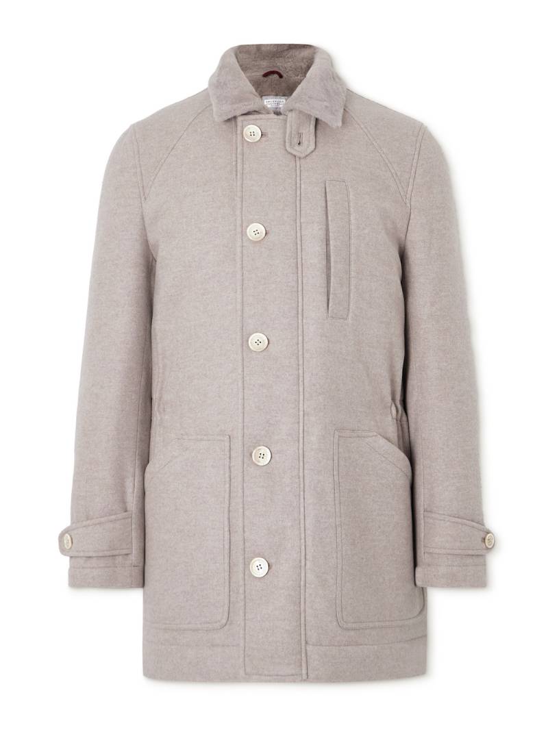 Brunello Cucinelli - Shearling-Lined Cashmere Coat - Men - Neutrals - IT 48 von Brunello Cucinelli