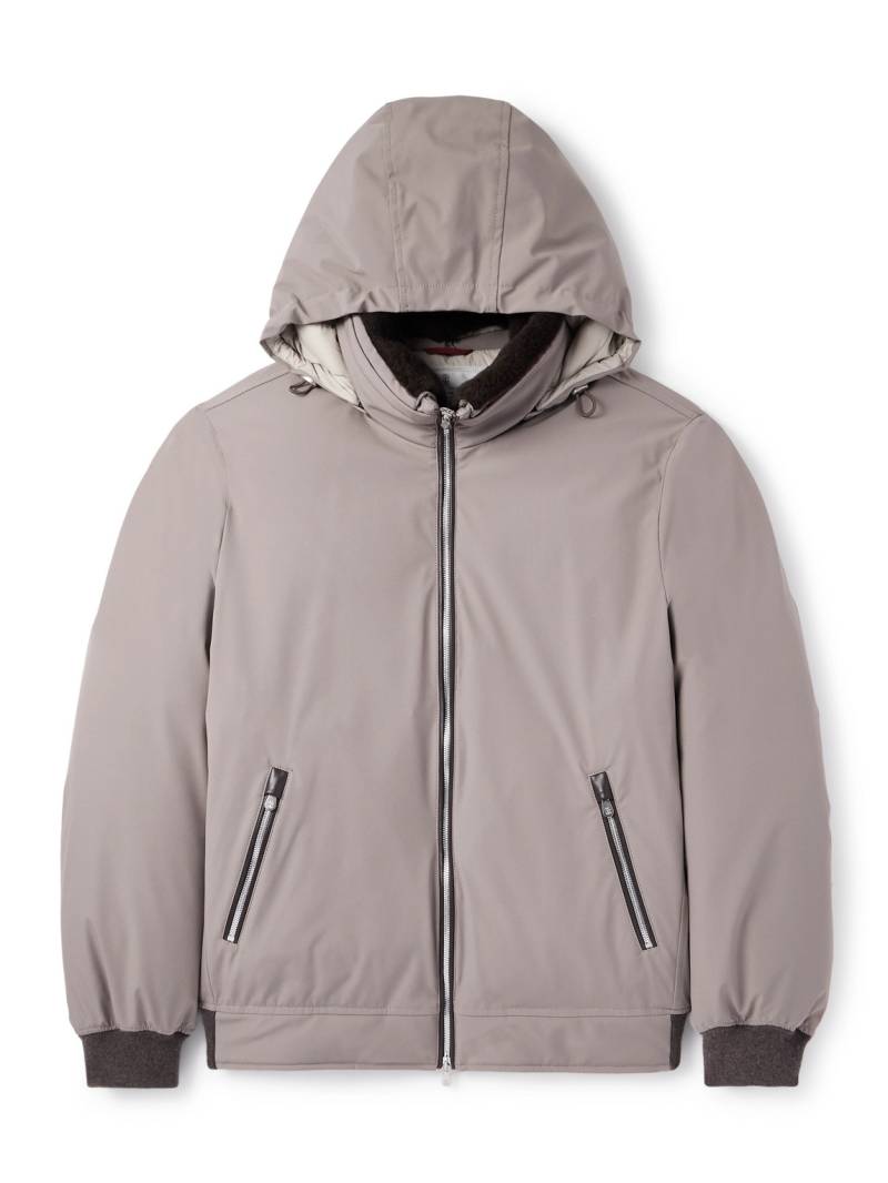 Brunello Cucinelli - Shearling and Cashmere-Trimmed Padded Shell Hooded Down Jacket - Men - Brown - IT 52 von Brunello Cucinelli