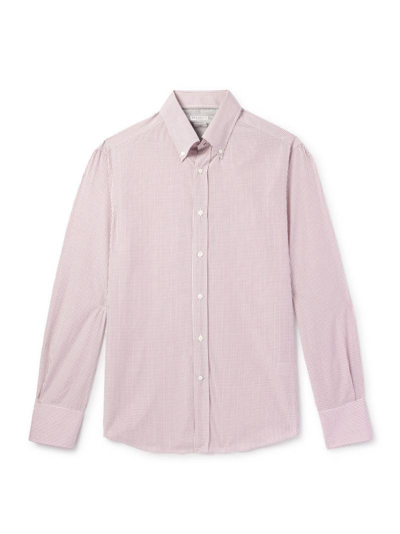 Brunello Cucinelli - Slim-Fit Button-Down Collar Checked Cotton-Poplin Shirt - Men - Burgundy - M von Brunello Cucinelli