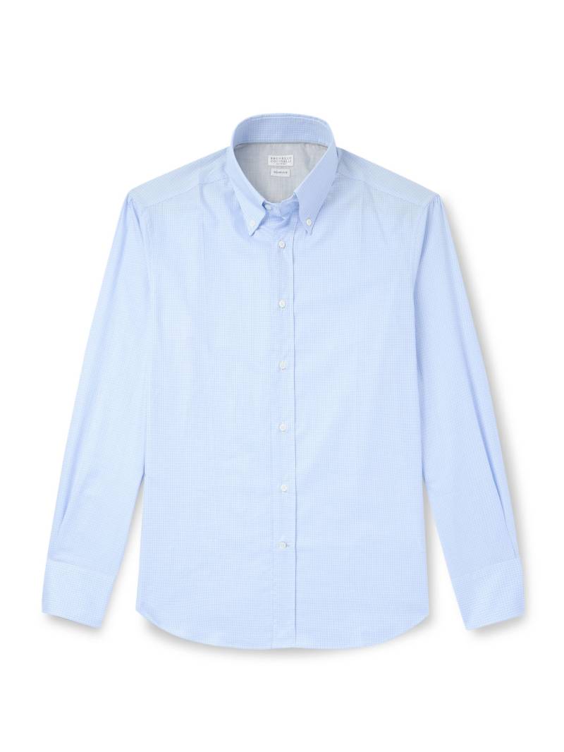 Brunello Cucinelli - Slim-Fit Button-Down Collar Checked Cotton Shirt - Men - Blue - XXXL von Brunello Cucinelli