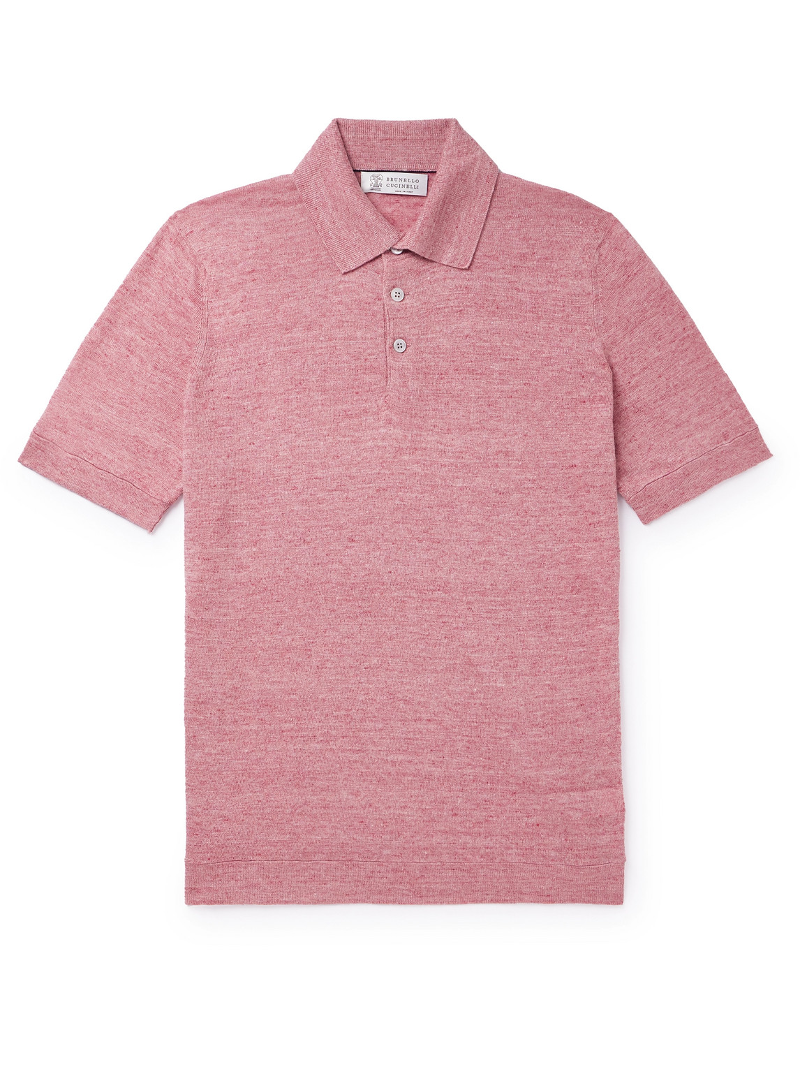 Brunello Cucinelli - Slim-Fit Linen and Cotton-Blend Polo Shirt - Men - Pink - IT 46 von Brunello Cucinelli