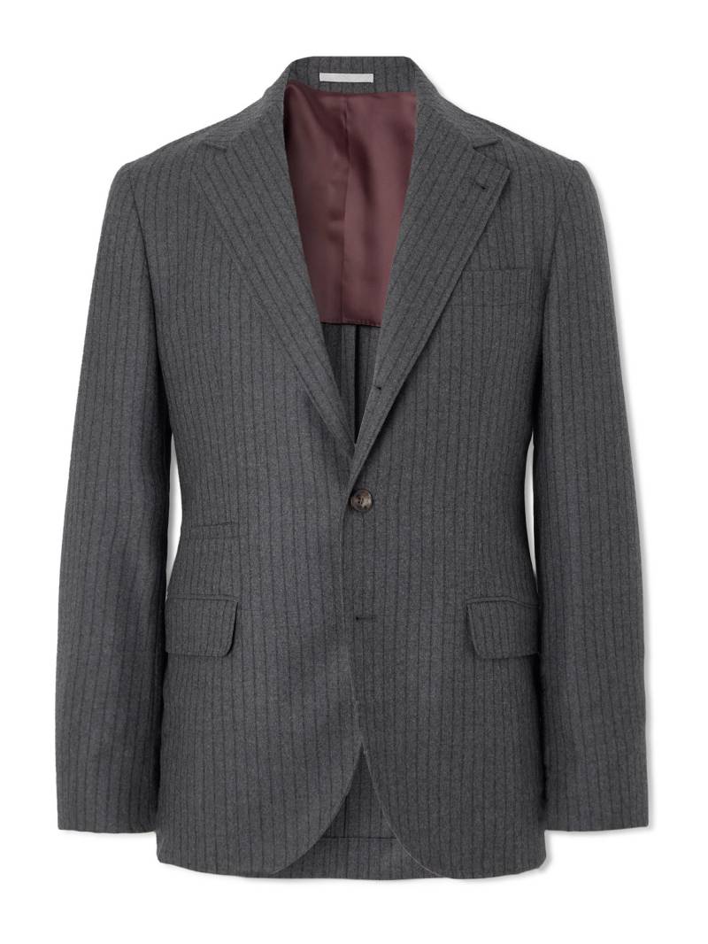 Brunello Cucinelli - Slim-Fit Pinstriped Wool-Felt Suit Jacket - Men - Gray - IT 50 von Brunello Cucinelli