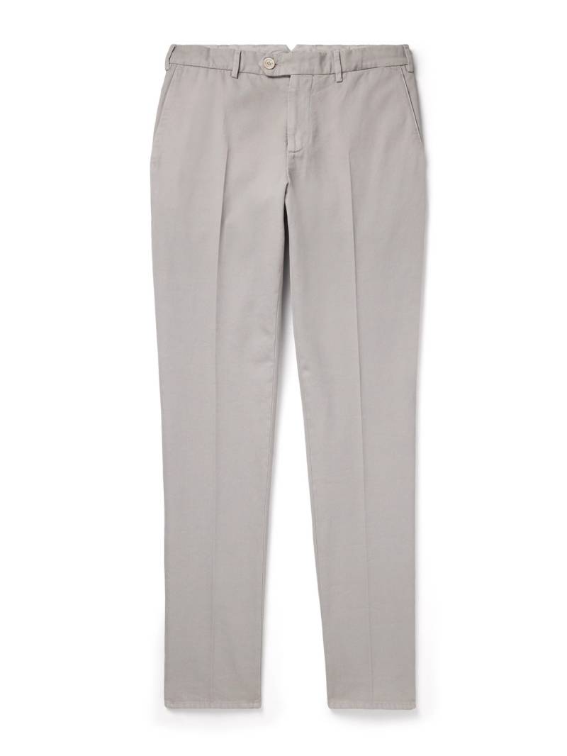Brunello Cucinelli - Slim-Fit Straight-Leg Cotton-Twill Chinos - Men - Gray - IT 56 von Brunello Cucinelli