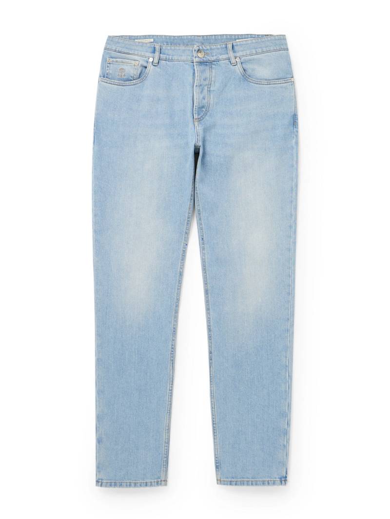 Brunello Cucinelli - Slim-Fit Straight-Leg Logo-Embroidered Jeans - Men - Blue - IT 54 von Brunello Cucinelli
