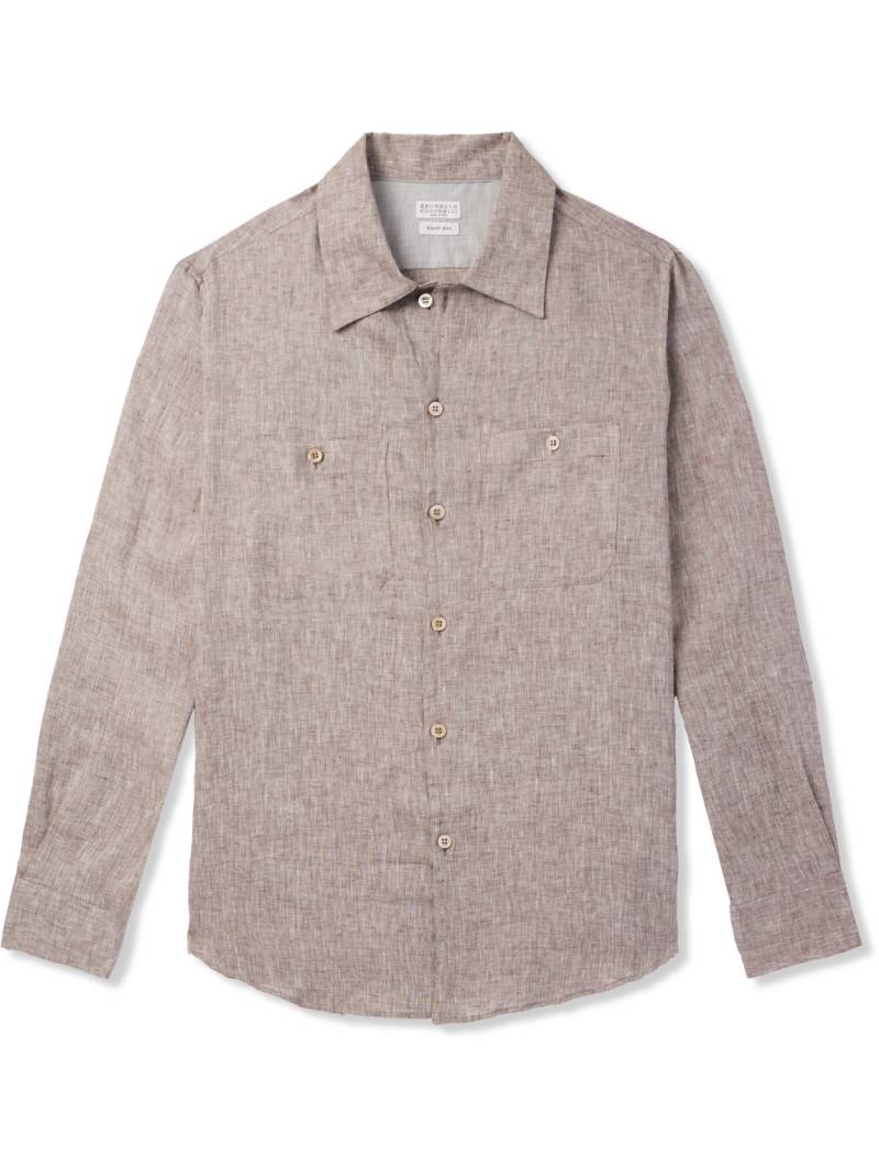 Brunello Cucinelli - Slub Linen Shirt - Men - Neutrals - XL von Brunello Cucinelli