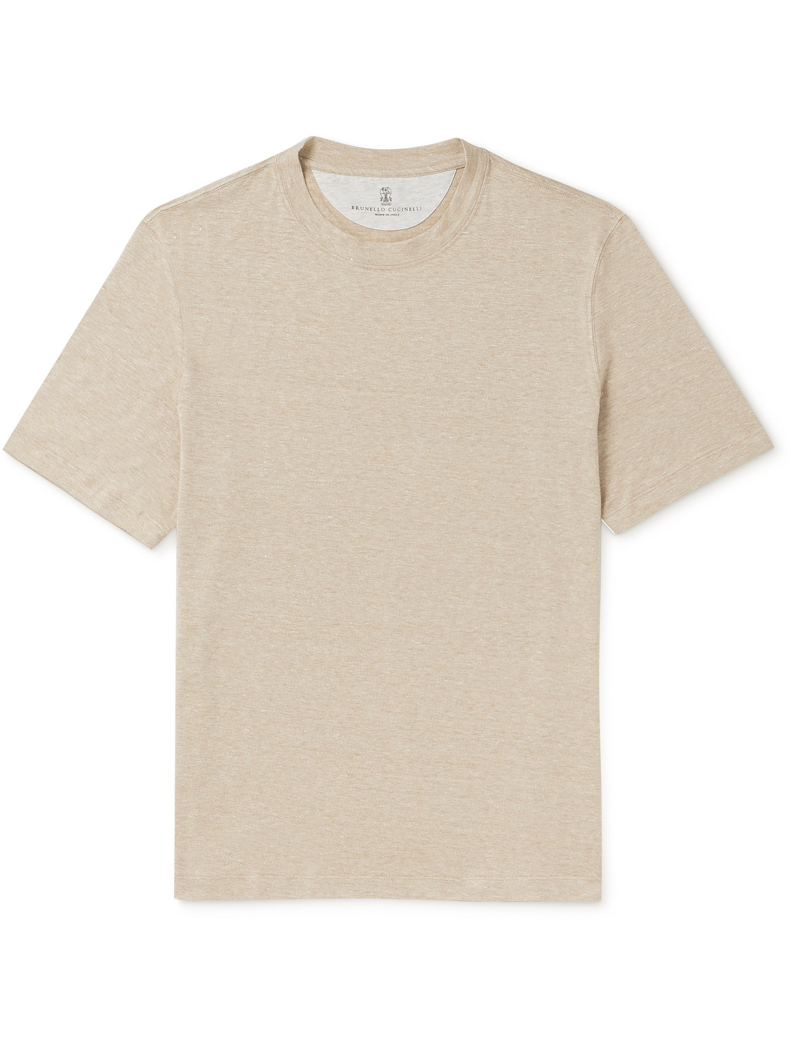 Brunello Cucinelli - Slub Linen and Cotton-Blend Jersey T-Shirt - Men - Neutrals - M von Brunello Cucinelli