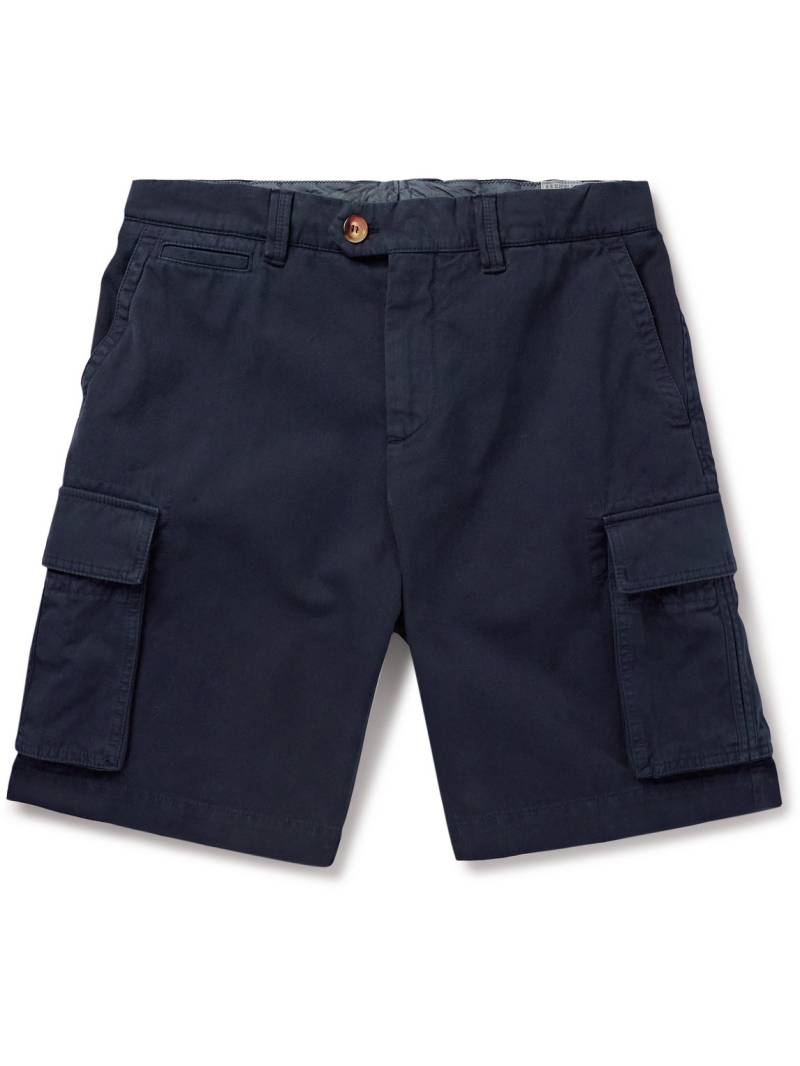 Brunello Cucinelli - Straight-Leg Cotton-Gabardine Cargo Shorts - Men - Blue - IT 58 von Brunello Cucinelli