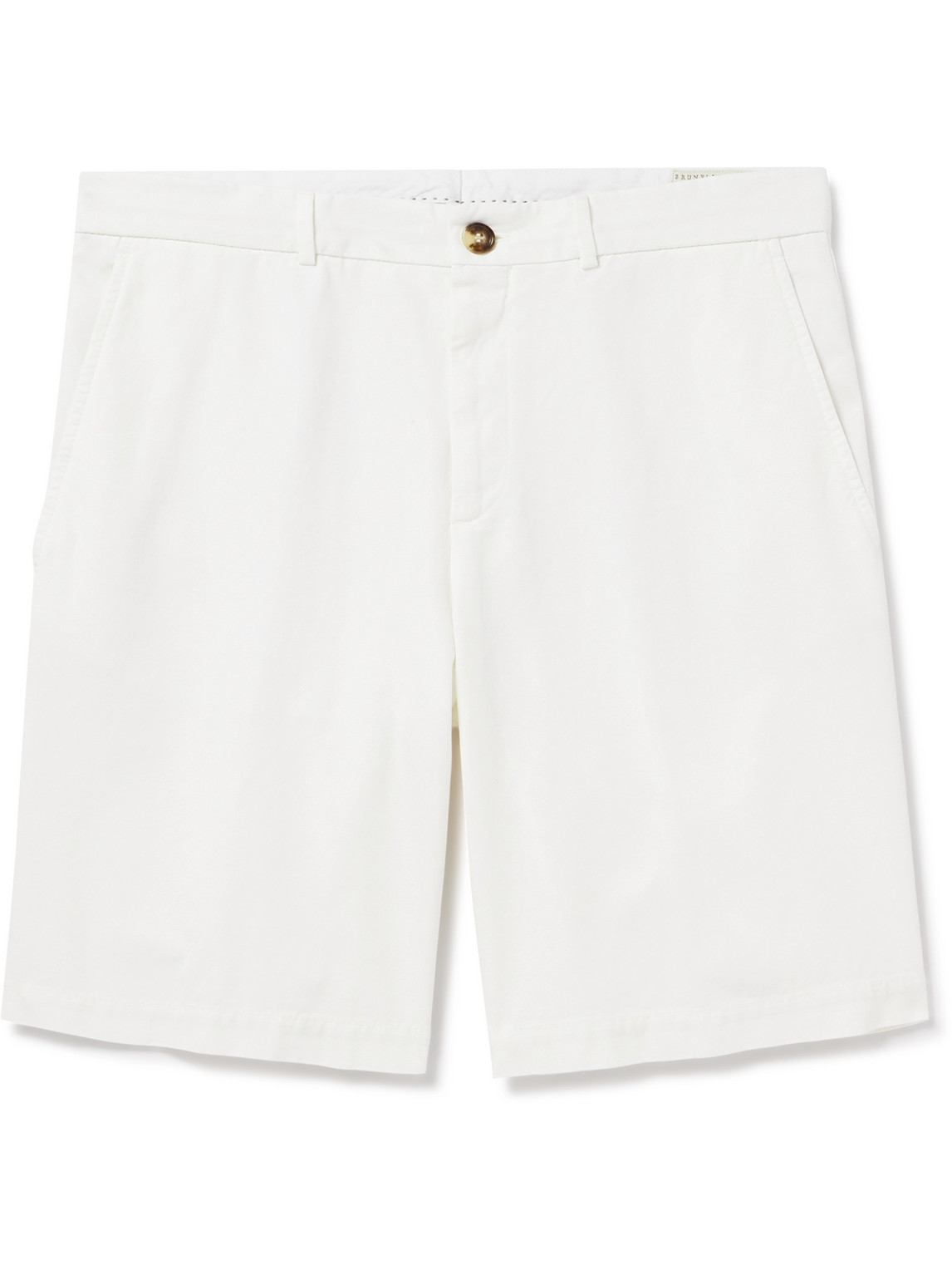 Brunello Cucinelli - Straight-Leg Cotton-Twill Bermuda Shorts - Men - White - IT 50 von Brunello Cucinelli