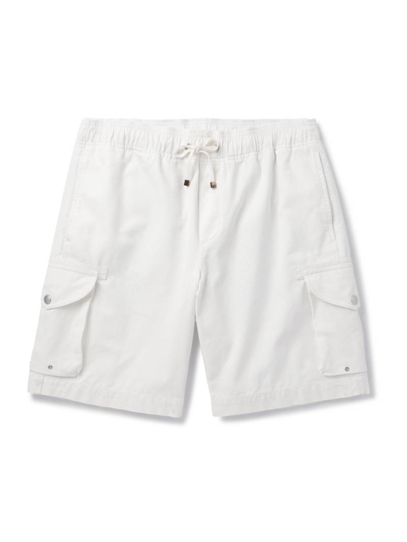 Brunello Cucinelli - Straight-Leg Cotton-Twill Drawstring Cargo Shorts - Men - White - IT 50 von Brunello Cucinelli