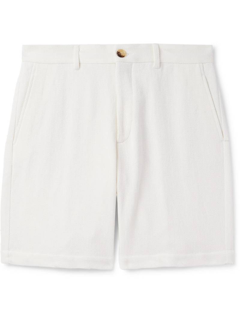 Brunello Cucinelli - Straight-Leg Herringbone Cotton and Linen-Blend Bermuda Shorts - Men - White - IT 58 von Brunello Cucinelli