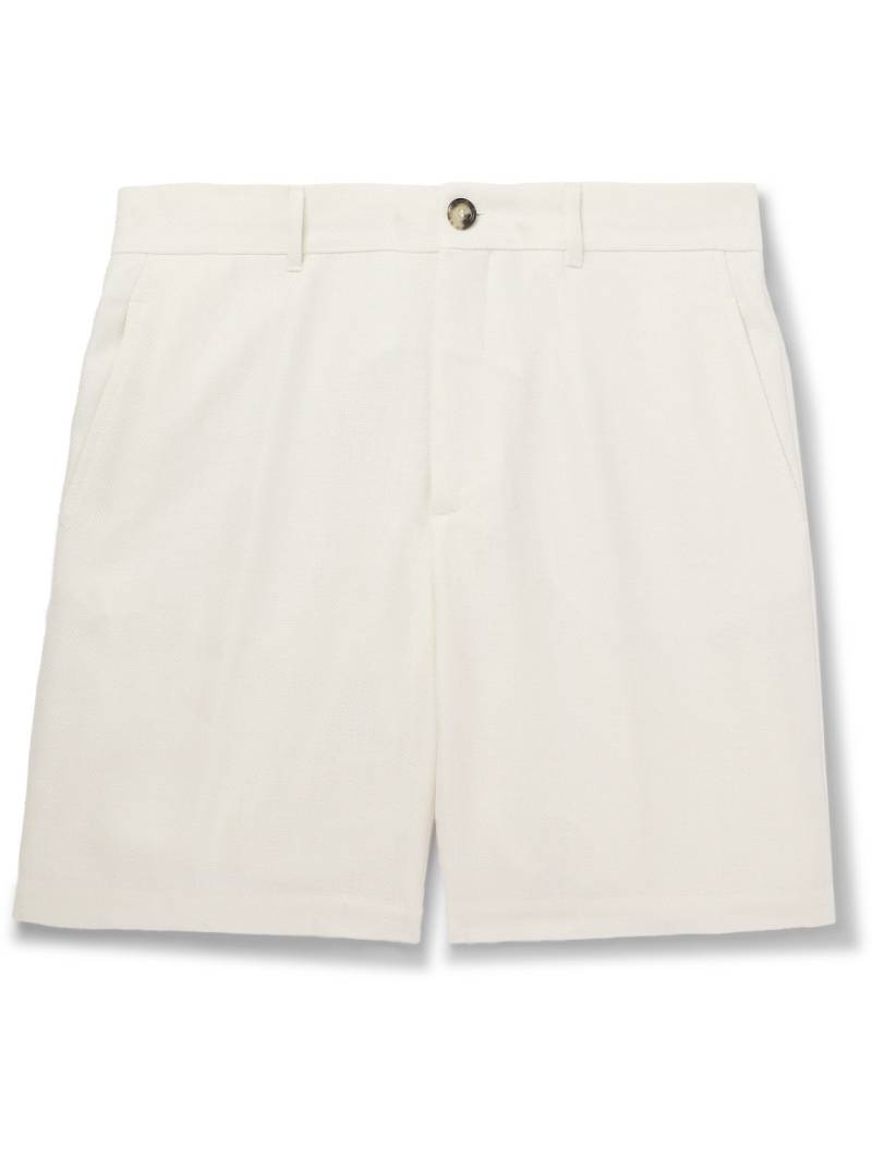 Brunello Cucinelli - Straight-Leg Linen, Silk, Wool and Cotton-Blend Bermuda Shorts - Men - Neutrals - IT 58 von Brunello Cucinelli
