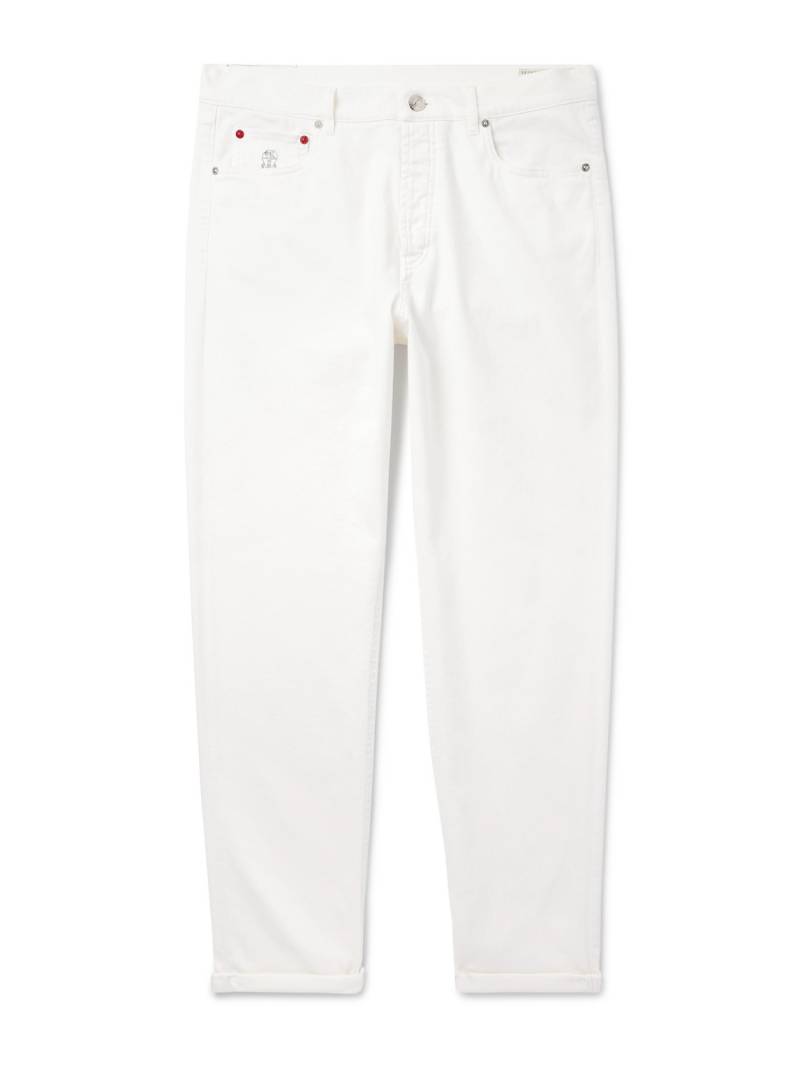 Brunello Cucinelli - Straight-Leg Logo-Embroidered Jeans - Men - White - IT 52 von Brunello Cucinelli